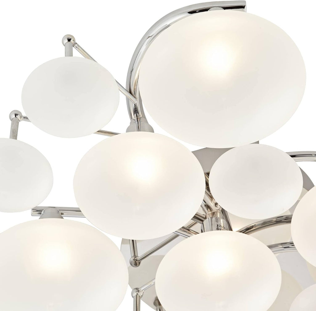 Possini Euro Design Lilypad Modern Ceiling Light Semi Flush-Mount Fixture 30' Wide Chrome 12-Light Frosted Opal Etched Glass for Bedroom Kitchen Living Room Hallway Dining Bathroom