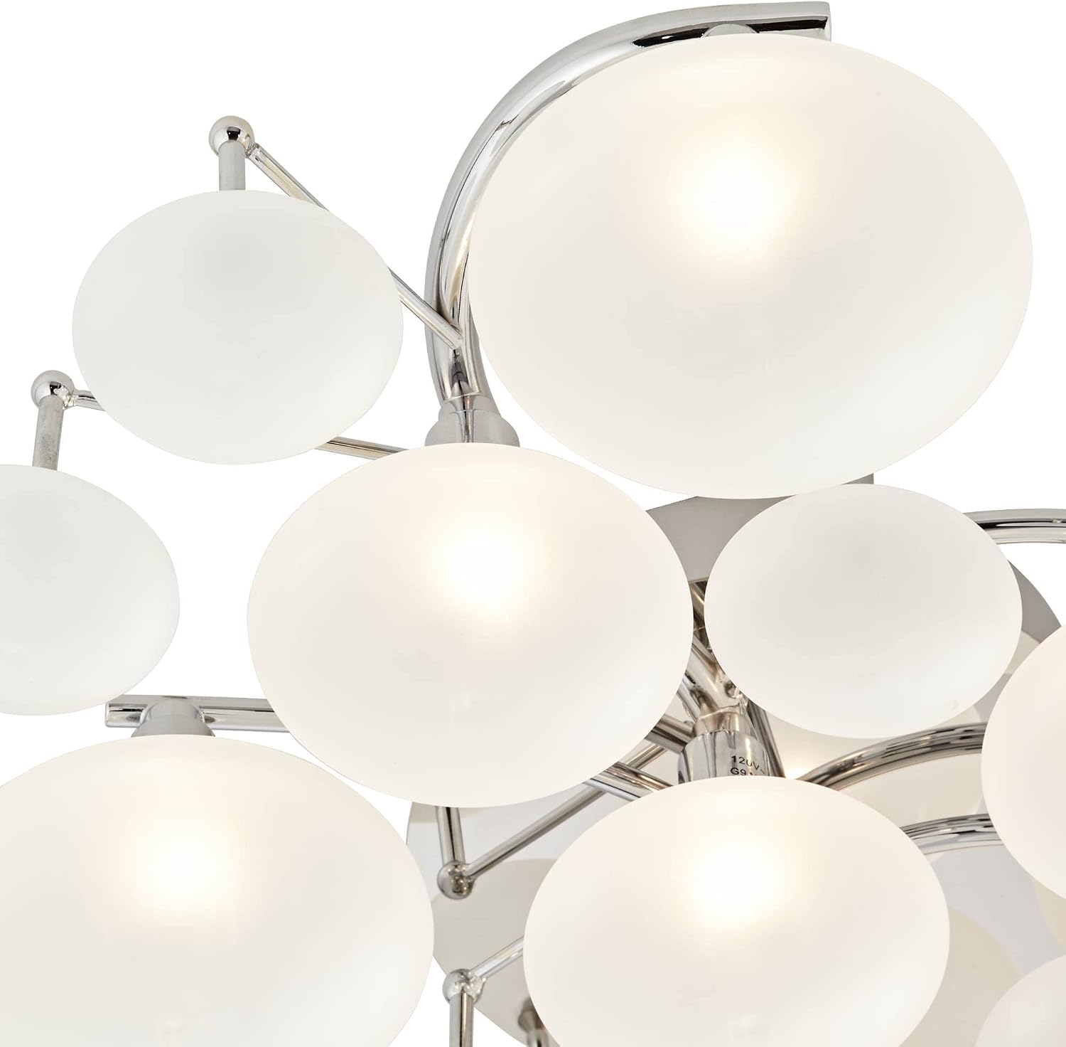 Possini Euro Design Lilypad Modern Ceiling Light Semi Flush-Mount Fixture 30' Wide Chrome 12-Light Frosted Opal Etched Glass for Bedroom Kitchen Living Room Hallway Dining Bathroom