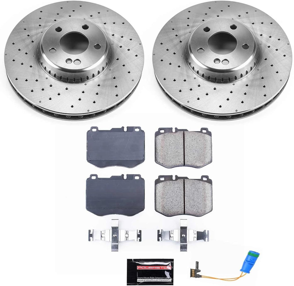 PowerStop Front Brake Kit for Mercedes-Benz C300 2015-23 |C350e 2016-18 |C400 2015 - Z17 Ceramic Brake Pads & Disc Rotors Replacement, KOE7969