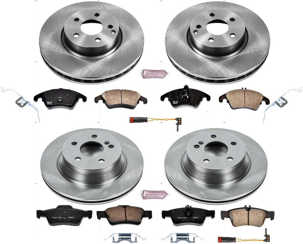 PowerStop Front and Rear Brake Kit for Mercedes-Benz E350 2010-16 | Mercedes-Benz E400 2013-16 - Z17 Ceramic Brake Pads & Disc Rotors Replacement, KOE7616