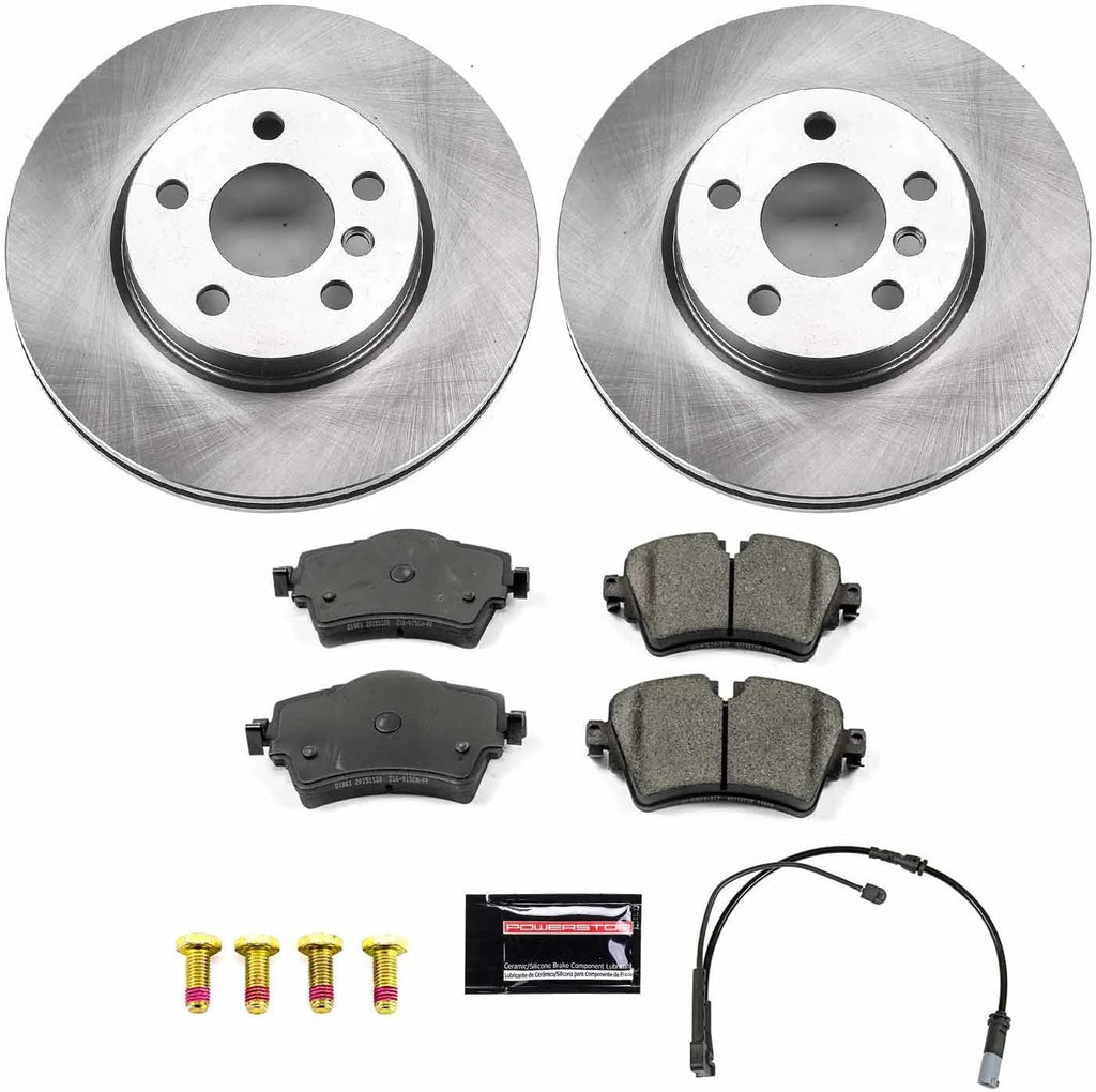 PowerStop Front Brake Kit for Mini Cooper 2014-21 - Z17 Ceramic Brake Pads & Disc Rotors Replacement, KOE7980