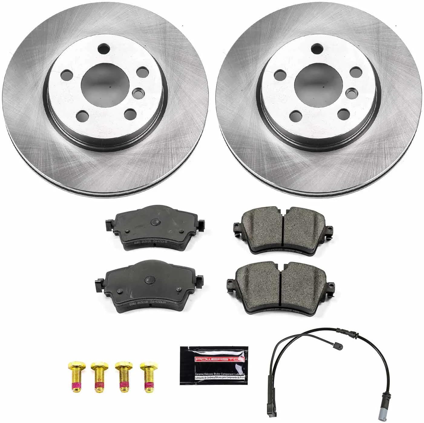 PowerStop Front Brake Kit for Mini Cooper 2014-21 - Z17 Ceramic Brake Pads & Disc Rotors Replacement, KOE7980