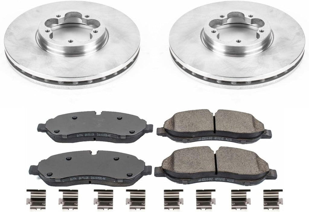 PowerStop Front Brake Kit for Ford Transit-150 2015-19 |Transit-250 2015-19 |Transit-350 2015-19 - Z17 Ceramic Brake Pads & Disc Rotors Replacement, KOE7150