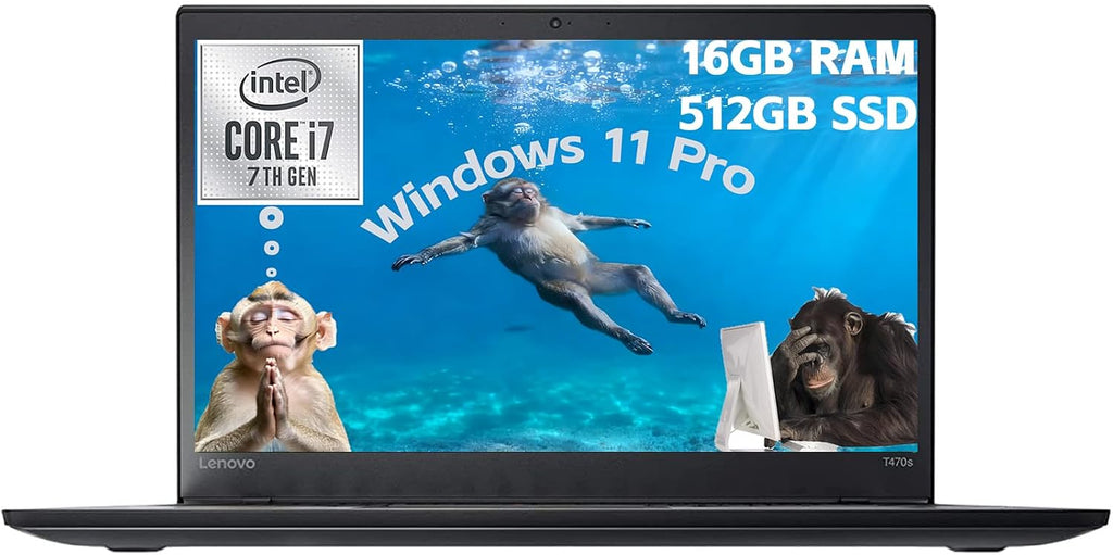Lenovo ThinkPad T470s 14' FHD Laptop - Intel Core i7-7500U, 16GB RAM, 512GB SSD, Webcam, Windows 11 Pro Business Notebook (Renewed)