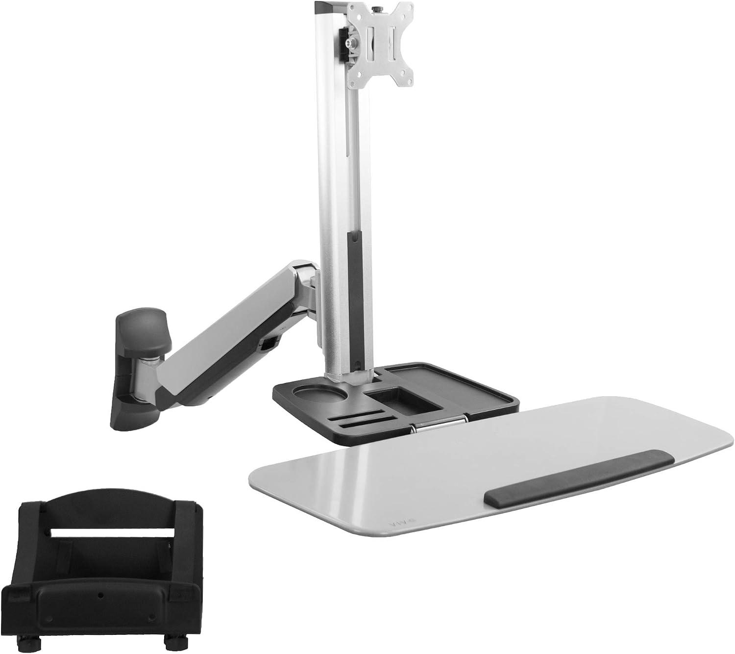VIVO Single Monitor and Keyboard Counterbalance Sit-Stand Wall Mount, Ergonomic Standing Transition Workstation STAND-SIT1W