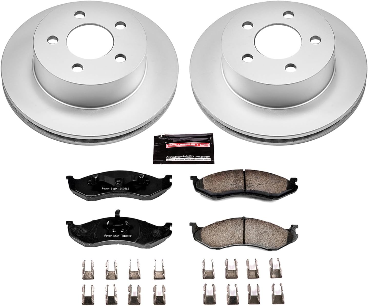 PowerStop Front Brake Kit for Jeep Cherokee 1999-01 | Jeep Wrangler 1999-06 - Fully-Coated Disc Rotors with Z17 Ceramic Brake Pads Replacement, CRK2152