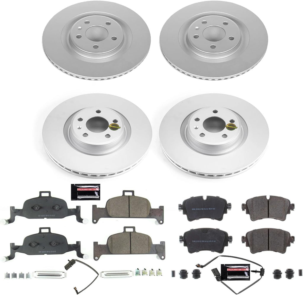 PowerStop Front and Rear Brake Kit for Audi A4 2017-18 |A4 allroad 2017-20 |A4 Quattro 2017-20 |A5 Quattro 2018-20 - Fully-Coated Disc Rotors with Z23 Carbon-Fiber Ceramic Brake Pads Upgrade, CRK7531