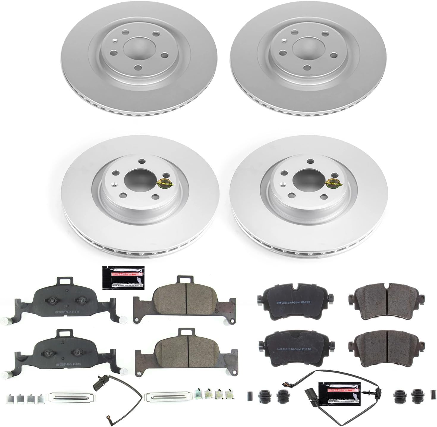 PowerStop Front and Rear Brake Kit for Audi A4 2017-18 |A4 allroad 2017-20 |A4 Quattro 2017-20 |A5 Quattro 2018-20 - Fully-Coated Disc Rotors with Z23 Carbon-Fiber Ceramic Brake Pads Upgrade, CRK7531