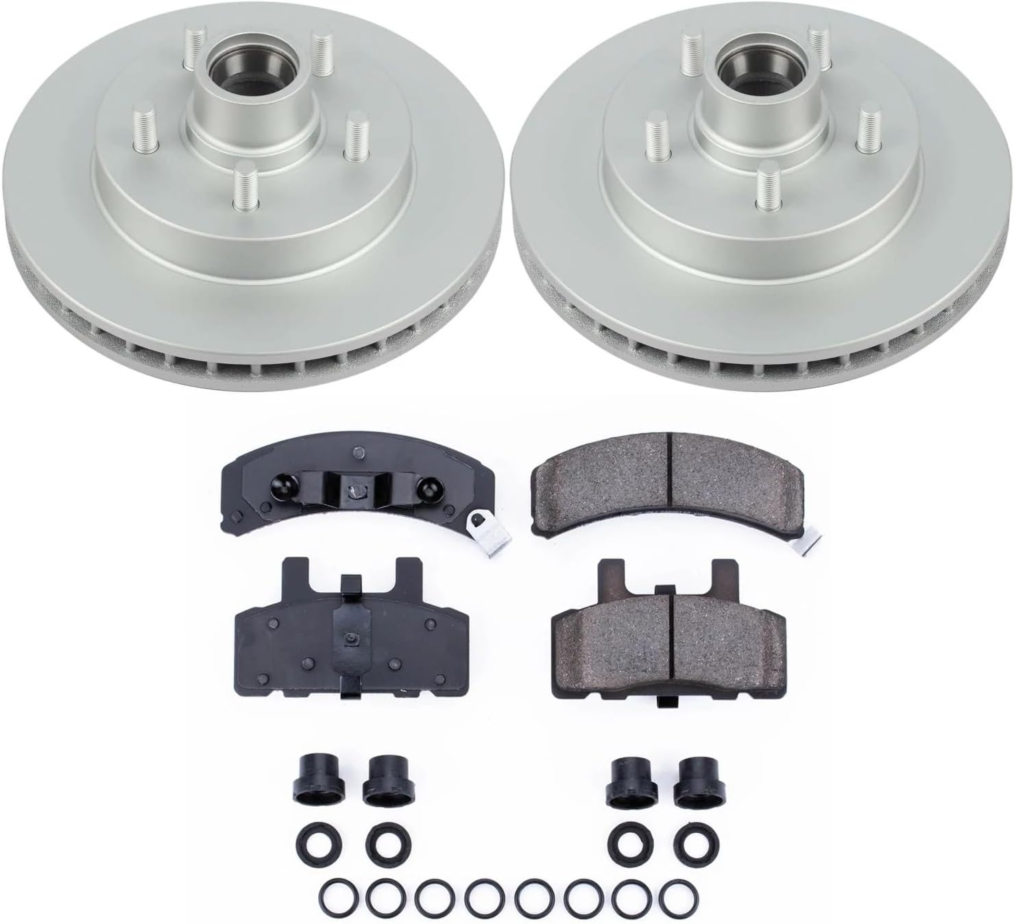 PowerStop Front Brake Kit for Chevrolet C1500 1995-99 |C1500 Suburban 1992-99 |Express 1500 1996-02 |Tahoe 1995-00 - Fully-Coated Disc Rotors with Z17 Ceramic Brake Pads Replacement, CRK1990