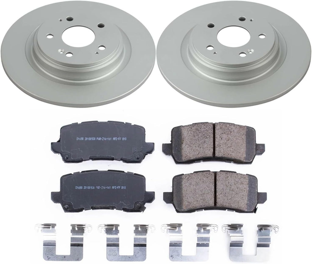 PowerStop Rear Brake Kit for Acura MDX 2017-20 - Fully-Coated Disc Rotors with Z17 Ceramic Brake Pads Replacement, CRK7901