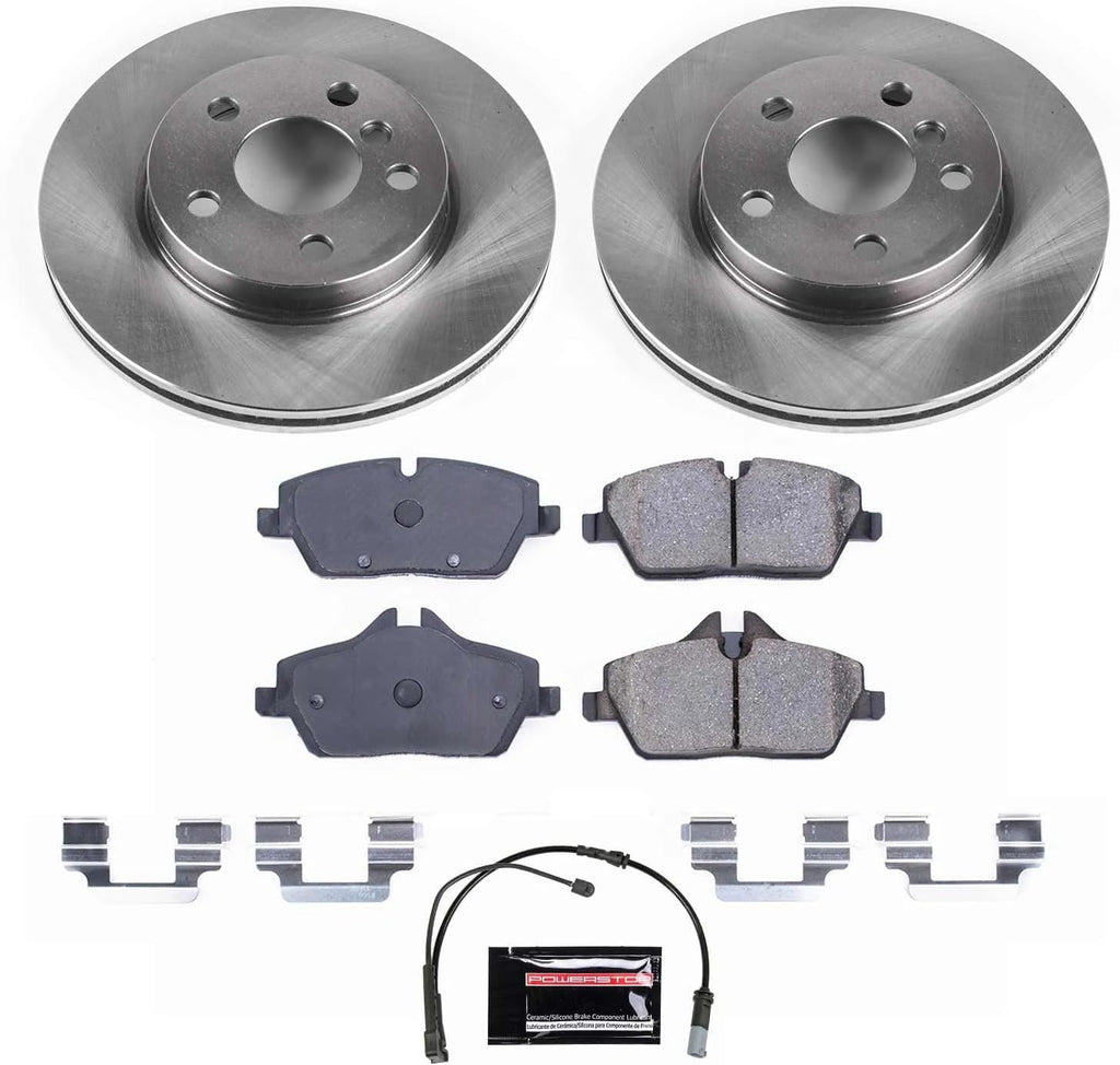 PowerStop Front Brake Kit for Mini Cooper 2014-24 - Z17 Ceramic Brake Pads & Disc Rotors Replacement, KOE7977