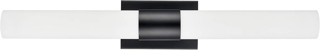 Linea di Liara Perpetua Modern LED Bathroom Vanity Light Bar 30 Inch Matte Black Bathroom Light Fixtures Over Mirror and Over Sink, Dimmable White Frosted Glass Shade, UL Listed