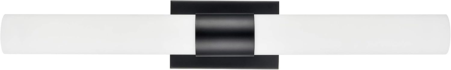 Linea di Liara Perpetua Modern LED Bathroom Vanity Light Bar 30 Inch Matte Black Bathroom Light Fixtures Over Mirror and Over Sink, Dimmable White Frosted Glass Shade, UL Listed