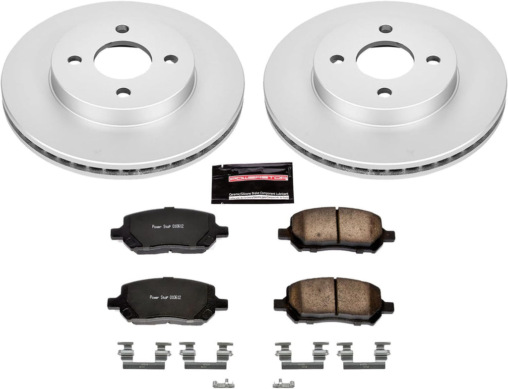 PowerStop Front Brake Kit for Chevrolet Cobalt 2005-10 |Pontiac G5 2007-10 |Saturn Ion 2003-07 - Fully-Coated Disc Rotors with Z17 Ceramic Brake Pads Replacement, CRK1604