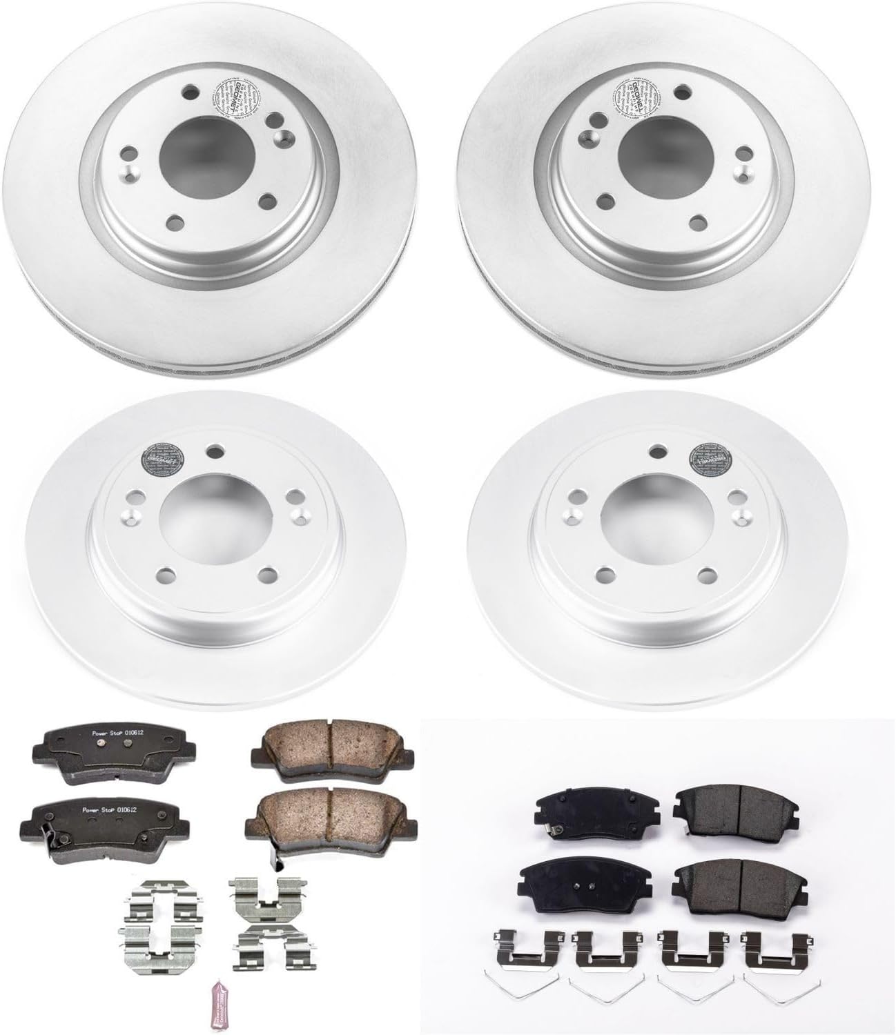 PowerStop Front and Rear Brake Kit for Hyundai Elantra 2017-20 - Fully-Coated Disc Rotors with Z17 Ceramic Brake Pads Replacement, CRK8285