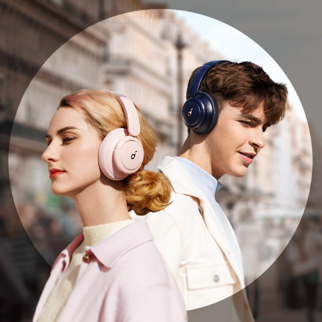 Soundcore Q30 by Anker, Hybrid Active Noise Cancelling Headphones, Multiple Modes, Hi-Res Audio, Custom EQ via App, 50H Playtime, Comfortable Fit, Bluetooth, Multipoint Connection.(Black & Pink)