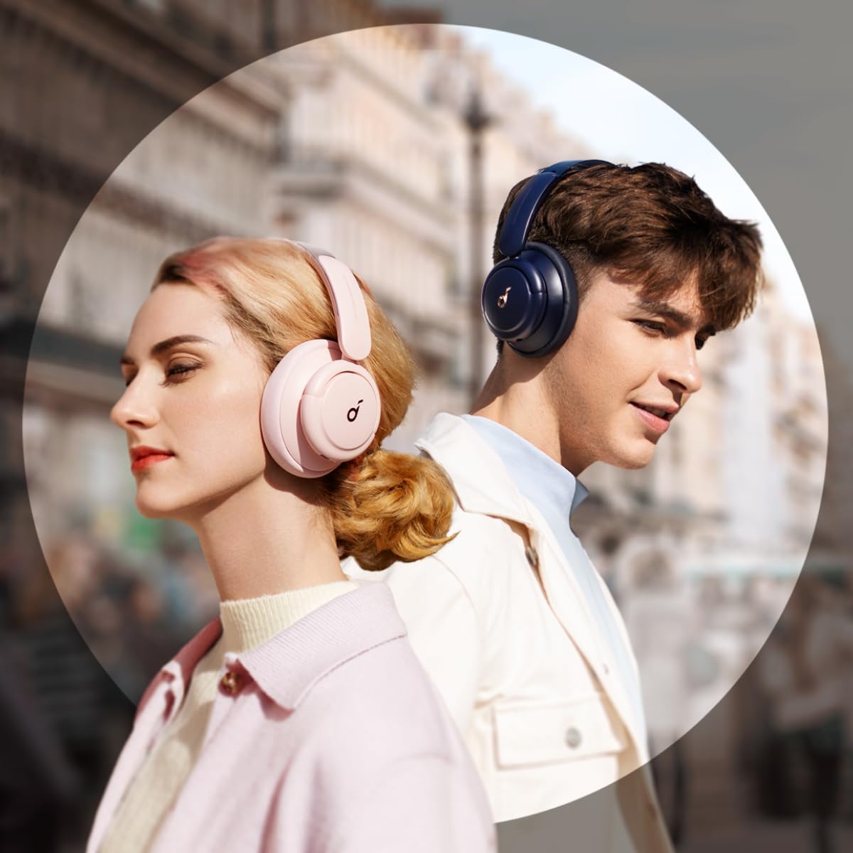 Soundcore Q30 by Anker, Hybrid Active Noise Cancelling Headphones, Multiple Modes, Hi-Res Audio, Custom EQ via App, 50H Playtime, Comfortable Fit, Bluetooth, Multipoint Connection.(Black & Pink)