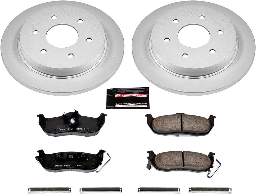 PowerStop Rear Brake Kit for INFINITI QX56 2004-10 |Nissan Armada 2005-15 |Pathfinder Armada 2004 |TITAN 2004-15 - Fully-Coated Disc Rotors with Z17 Ceramic Brake Pads Replacement, CRK2445