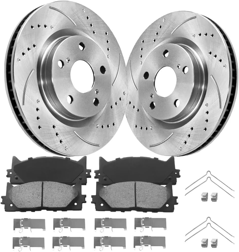 Front Brake Kit Compatible with Toyota Camry, Toyota Avalon, Lexus ES350, Lexus ES300h|Brake Rotors and Ceramic Brake Pads|296mm(11.7in)