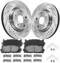 Front Brake Kit Compatible with Toyota Camry, Toyota Avalon, Lexus ES350, Lexus ES300h|Brake Rotors and Ceramic Brake Pads|296mm(11.7in)