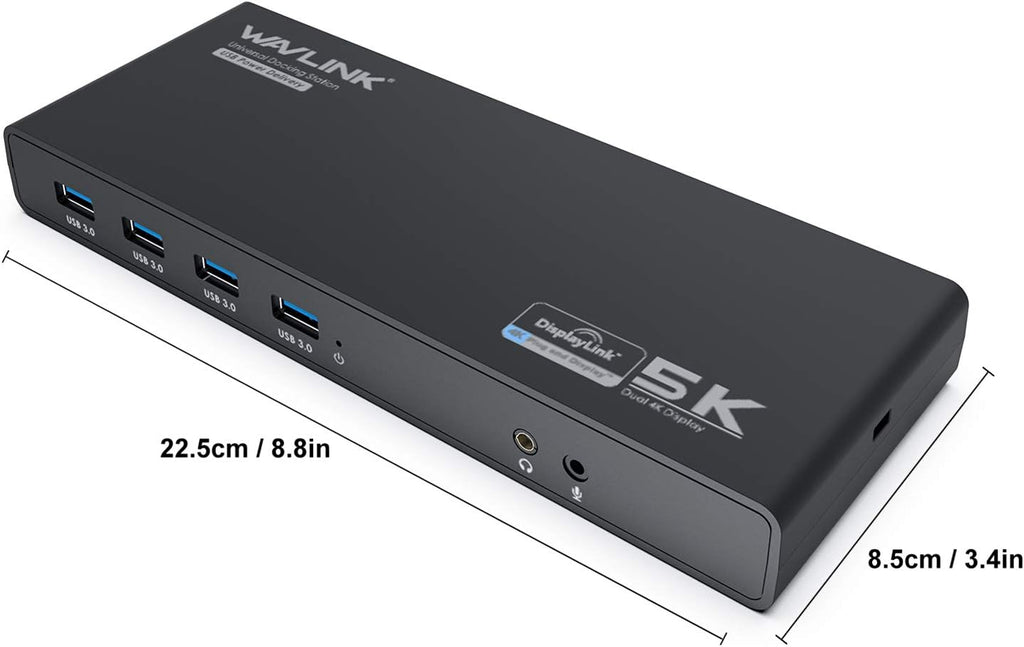 WAVLINK Universal Displaylink Docking Station Dual Monitor with 65W PD Charging for Laptop Windows/Mac, MacBook Neo/Air/Pro, Dock- Dual HDMI/DisplayPort, Gigabit Ethernet, 6 USB 3.0, Audio/Mic