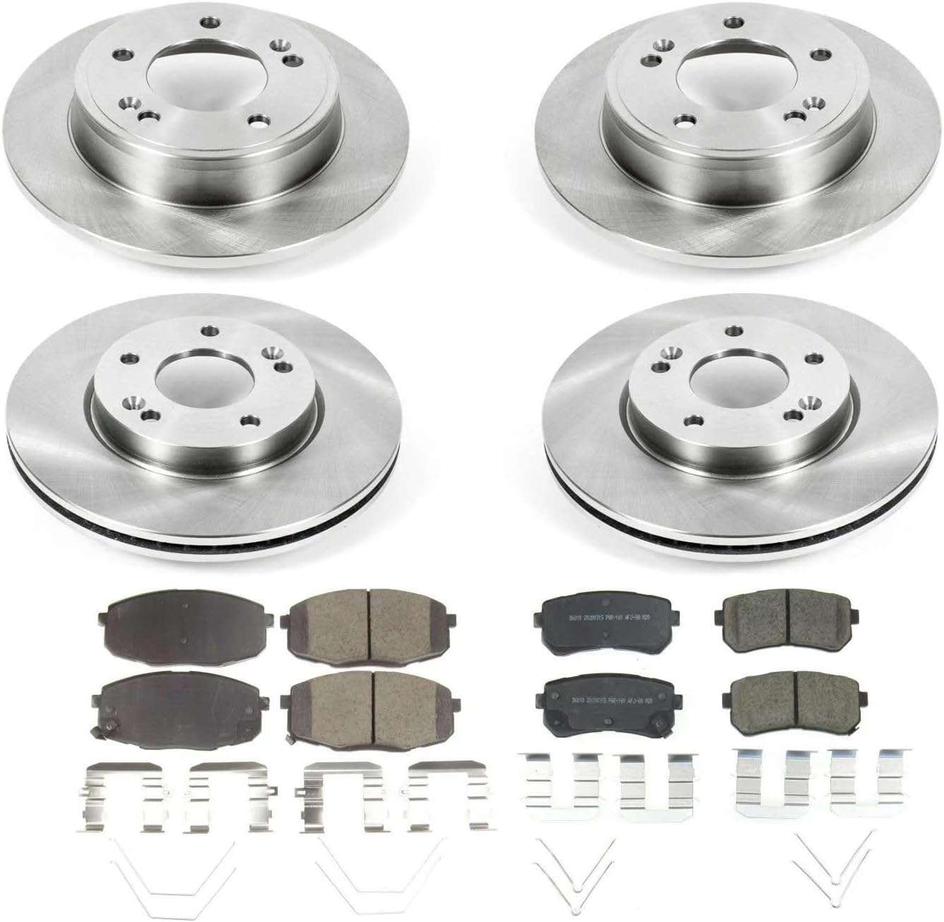 PowerStop Front and Rear Brake Kit for Hyundai Kona 2018-23 | Kia Seltos 2021-23 - Z17 Ceramic Brake Pads & Disc Rotors Replacement, KOE8278