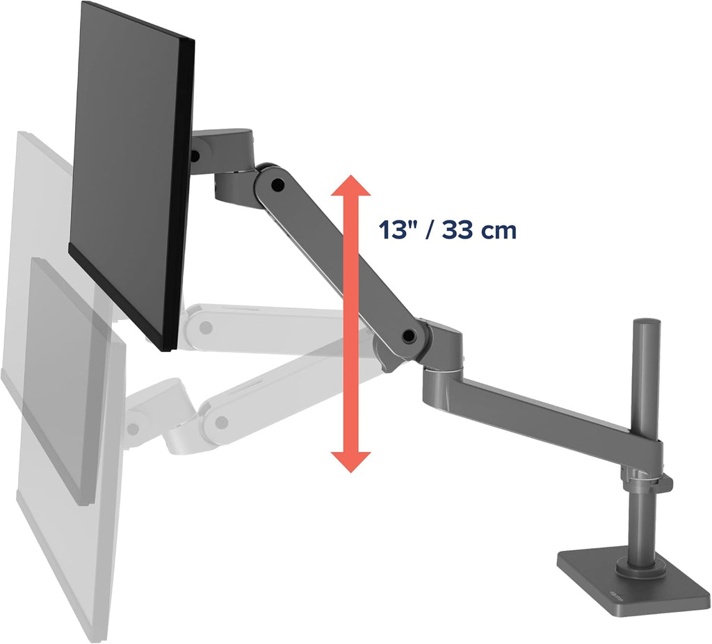 Ergotron – Upgraded LX Pro Premium Monitor Arm, Single Monitor Desk Mount – fits Flat Curved Ultrawide Computer Monitors up to 34 Inches, 4 to 22 lbs, VESA 75x75mm or 100x100mm – Tall Pole, Dark Grey