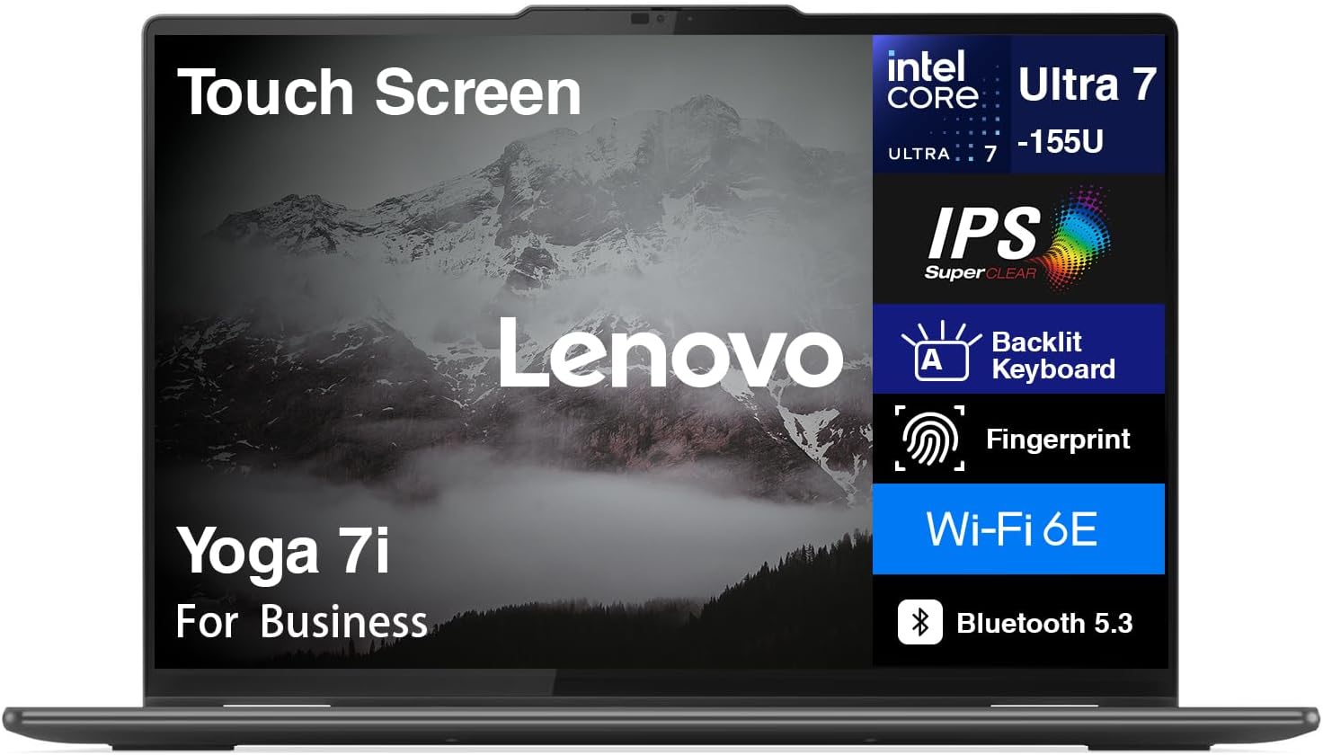 Lenovo Yoga 7i 2-in-1 AI Business Laptop 16' 2K Touchscreen FHD+ IPS Display (Intel Core Ultra 7 155U (Up to 4.80 GHz), 16GB LPDDR5X, 2TB SSD, Wi-Fi 6E, Backlit KB, FP Reader, TB 4, Webcam, Win11P)