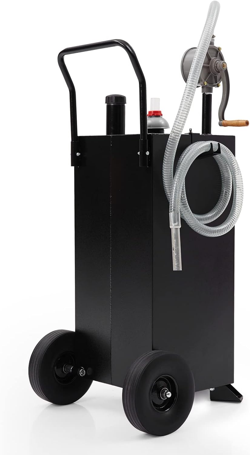 Garvee 30 gal Gas Caddy with Pump - Portable Fuel Tank Gasoline Storage Tank for Boat, Car, Garden, Lawnmower, ATV