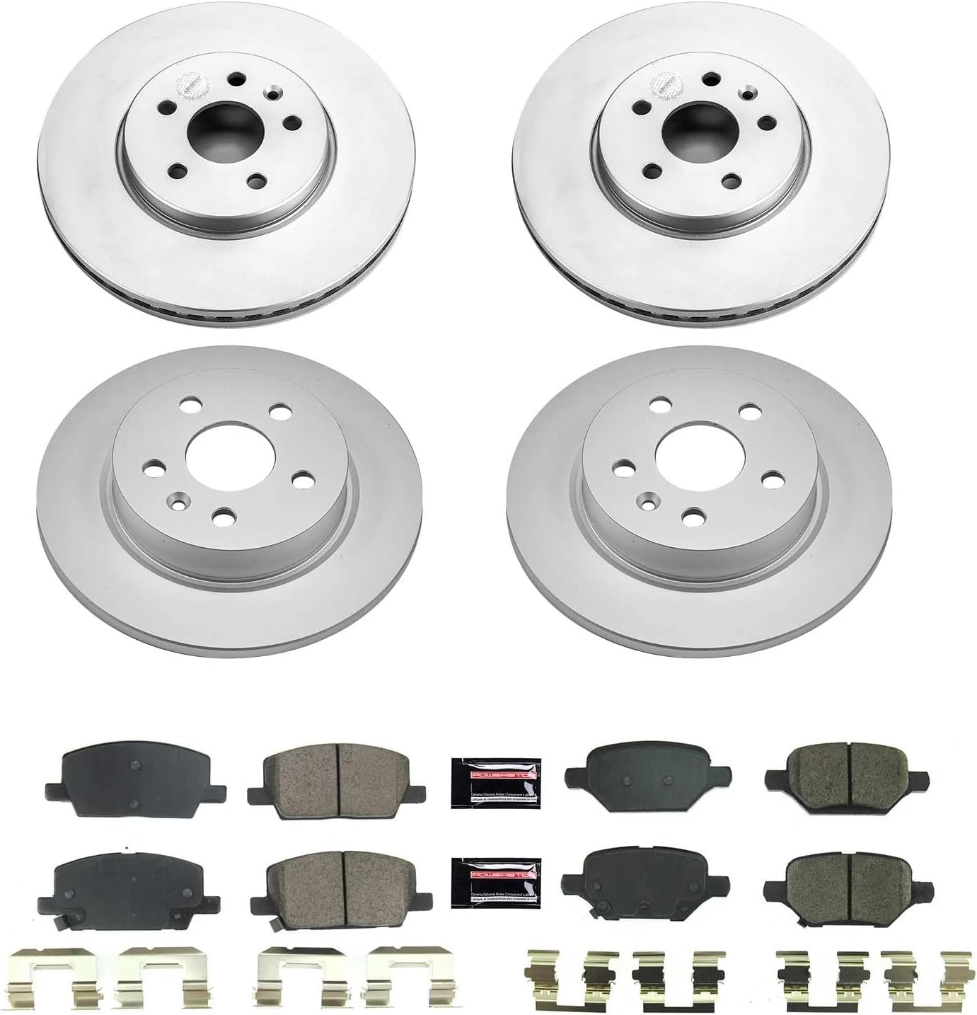 PowerStop Front and Rear Brake Kit for Buick Encore 2018-22 | Chevrolet Trax 2018-22 - Fully-Coated Disc Rotors with Z17 Ceramic Brake Pads Replacement, CRK8505