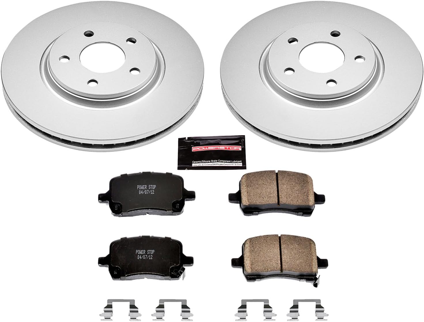 PowerStop Front Brake Kit for Chevrolet Cobalt 2005-06 |Cobalt 2008 |HHR 2008-10 |Malibu 2004-08 |Pontiac G5 2007 - Fully-Coated Disc Rotors with Z17 Ceramic Brake Pads Replacement, CRK1610