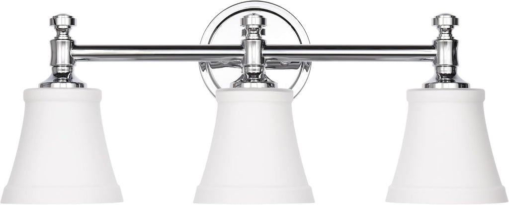 Bathroom Vanity Light Fixtures, Traditional Chrome 3 Lights Wall Sconce Lighting with Opal Glass Shade, Porch Wall Mount Light Fixture for Bathroom, Mirror Cabinets Hallway Stairs