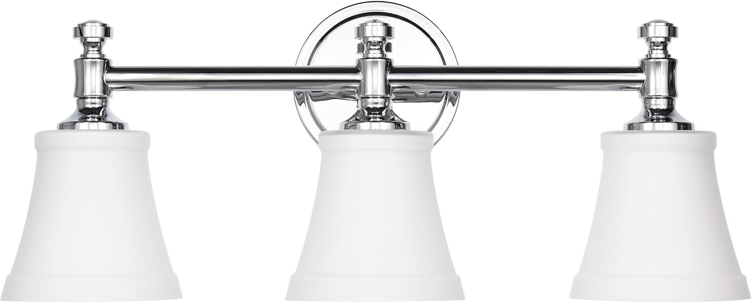 Bathroom Vanity Light Fixtures, Traditional Chrome 3 Lights Wall Sconce Lighting with Opal Glass Shade, Porch Wall Mount Light Fixture for Bathroom, Mirror Cabinets Hallway Stairs
