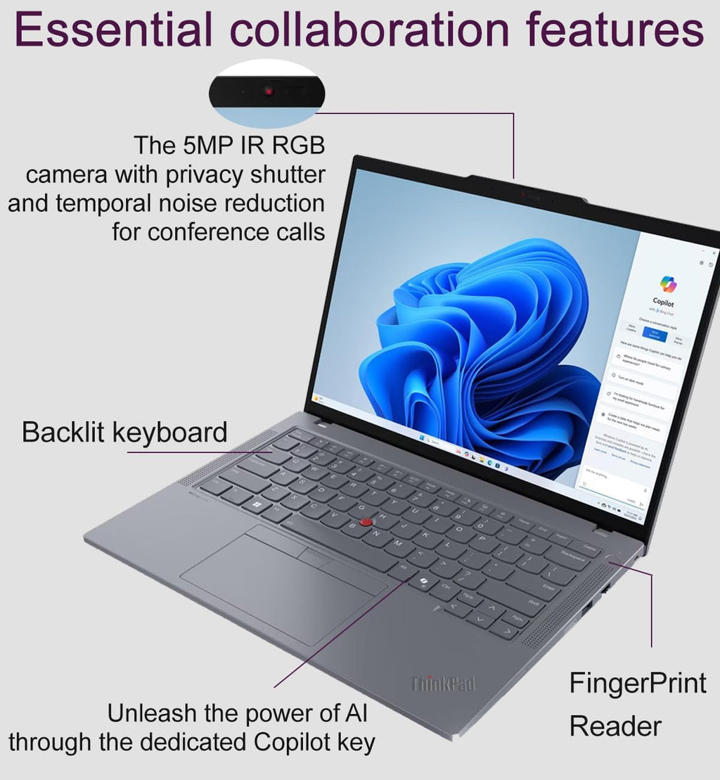 Lenovo ThinkPad T14 Business AI PC Laptop (14' FHD+ Touchscreen, Intel 12-Core Ultra 5 125U (> i7-1355U), 16GB DDR5 RAM, 512GB SSD), Backlit, Fingerprint, 5MP IR Webcam, 2x Thunderbolt 4, Win 11 Pro