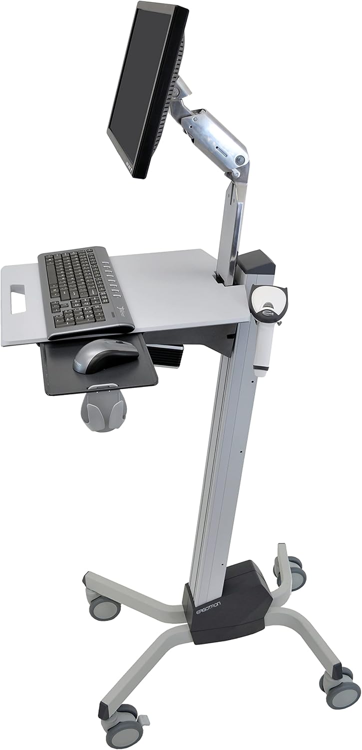 Ergotron – Neo-Flex Rolling Computer Cart, Mobile Standing Desk Workstation – Monitor, Grey
