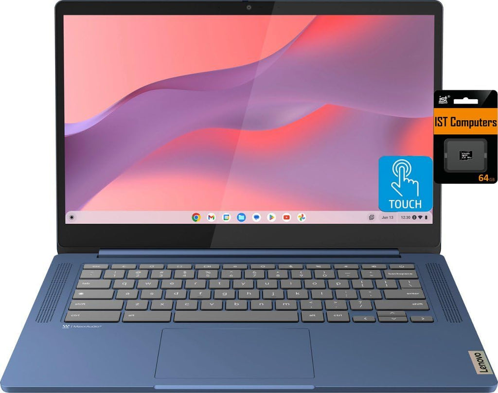Lenovo Chromebook 14 Touchscreen Laptop (14' FHD Touch Display, 8-Core MediaTek Kompanio 520, 4GB RAM, 128GB Storage (64GB eMMC+64GB SD)), Webcam, 13-Hrs Long-Battery Life, Chrome OS (Renewed)
