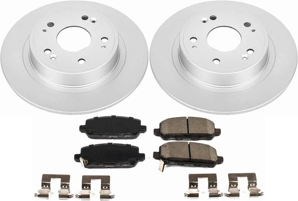 PowerStop Rear Brake Kit for Honda HR-V 2016-22 - Fully-Coated Disc Rotors with Z17 Ceramic Brake Pads Replacement, CRK7340
