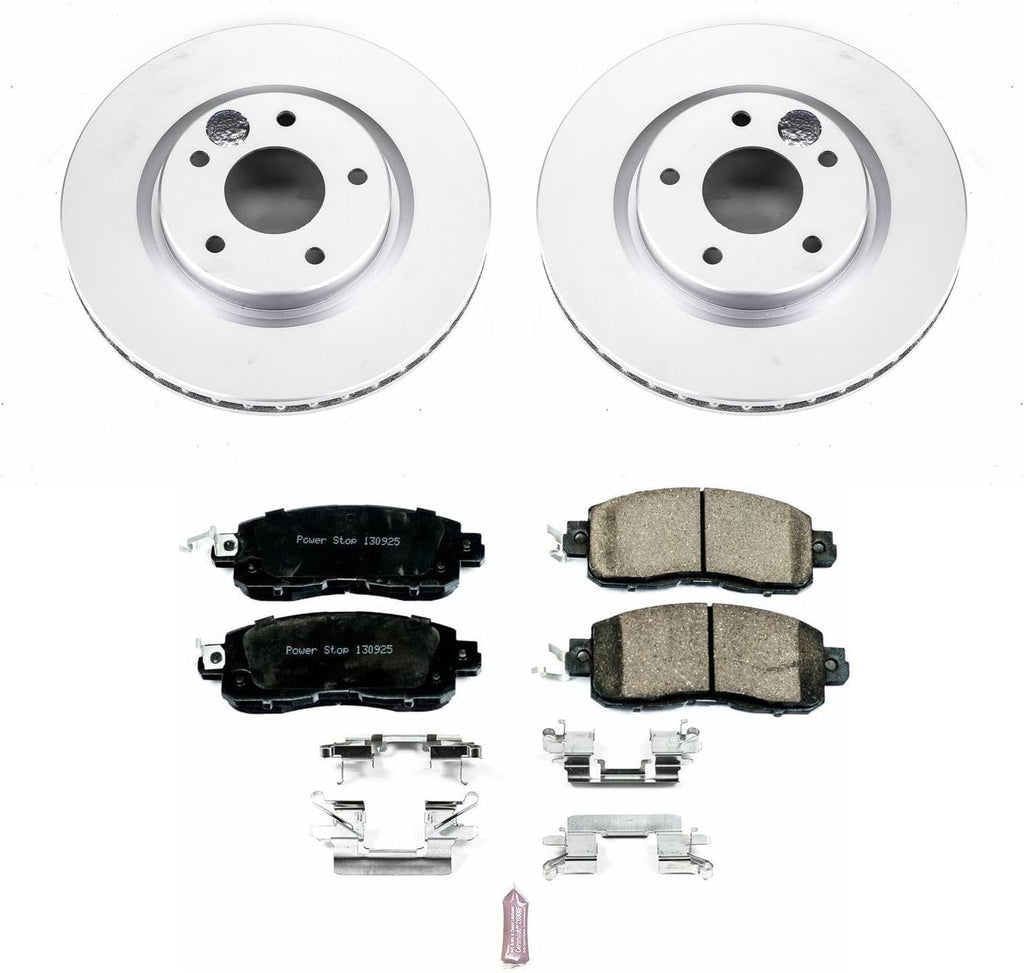 PowerStop Front Brake Kit for Nissan LEAF 2014-17 - Fully-Coated Disc Rotors with Z17 Ceramic Brake Pads Replacement, CRK7215