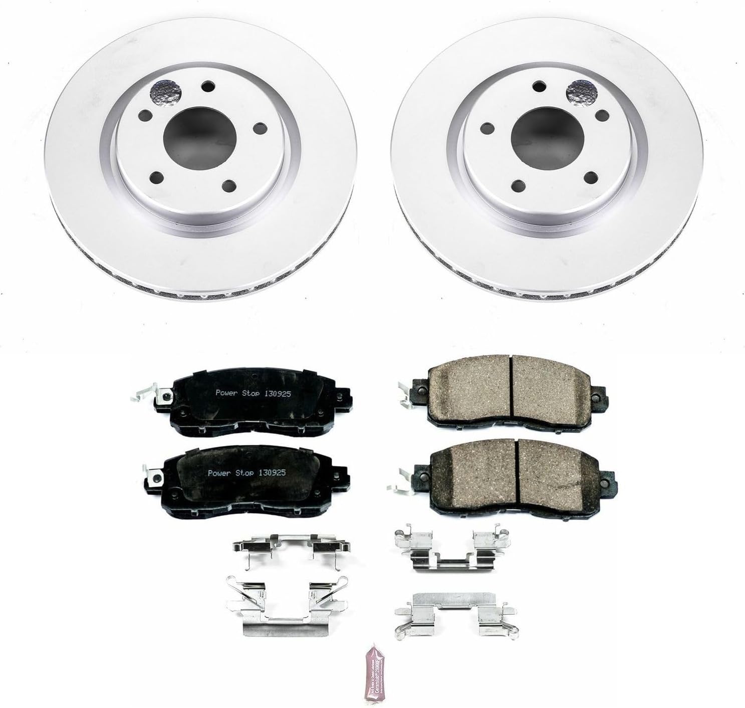 PowerStop Front Brake Kit for Nissan LEAF 2014-17 - Fully-Coated Disc Rotors with Z17 Ceramic Brake Pads Replacement, CRK7215