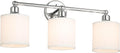 XiNBEi Lighting Wall Light, Bathroom Vanity Light with Fabric Shade, 3 Light Wall Fixture Chrome Finish for Bathroom XB-W1214-3-CH