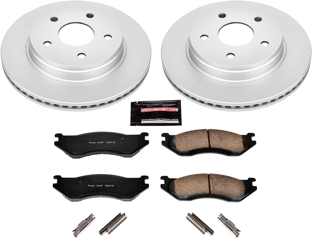 PowerStop Front Brake Kit for Dodge Ram 1500 2003-05 - Fully-Coated Disc Rotors with Z17 Ceramic Brake Pads Replacement, CRK2167