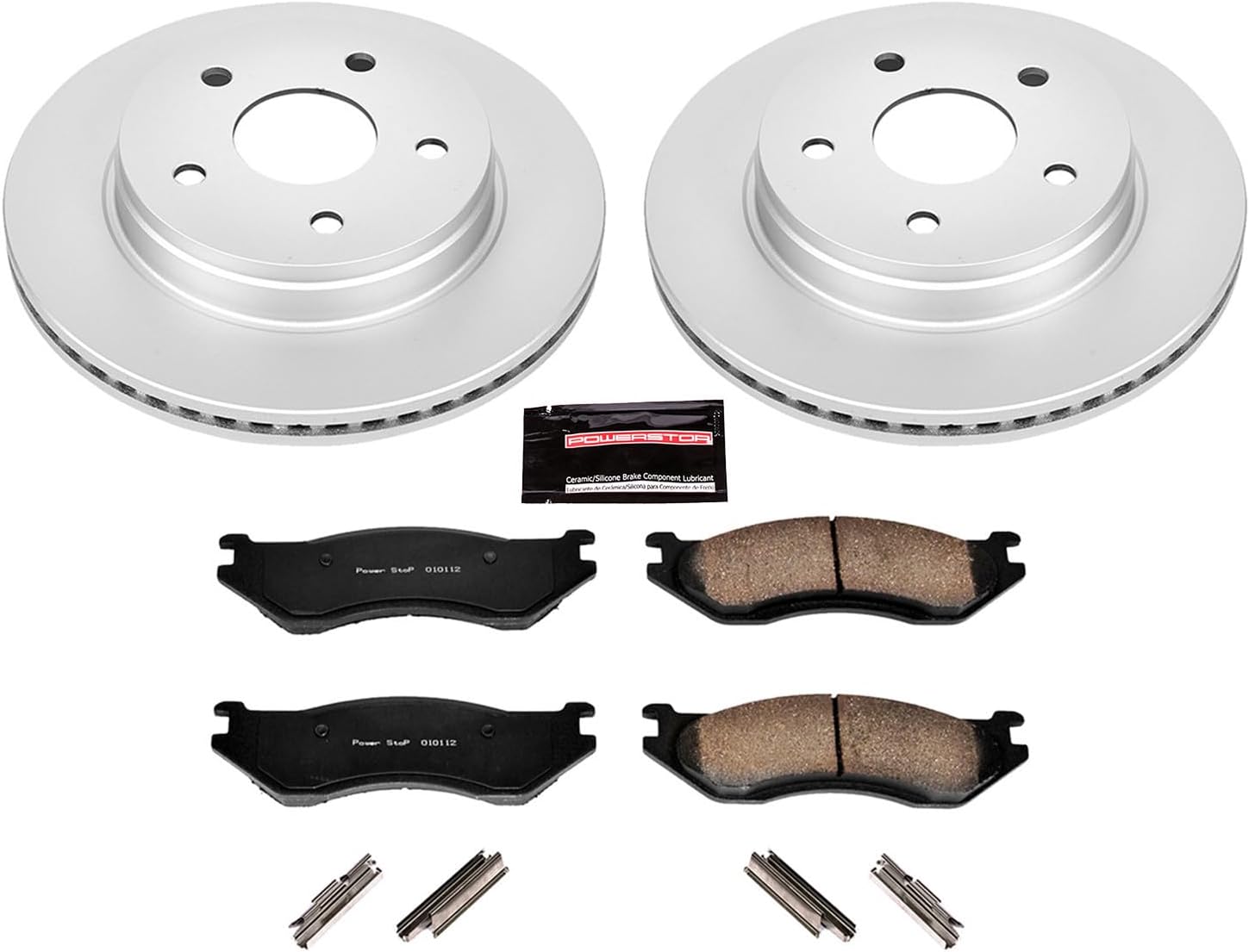 PowerStop Front Brake Kit for Dodge Ram 1500 2003-05 - Fully-Coated Disc Rotors with Z17 Ceramic Brake Pads Replacement, CRK2167