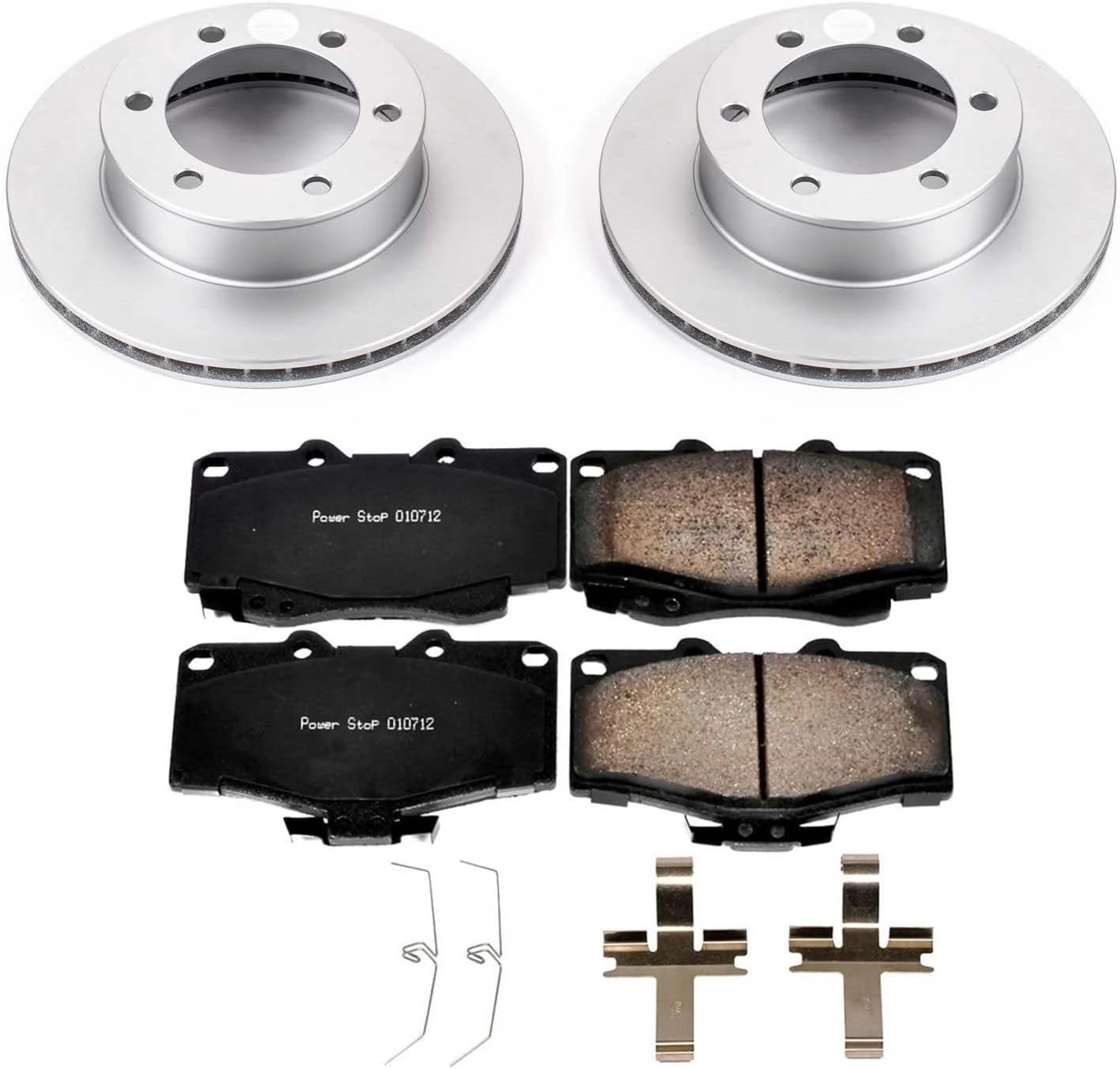 PowerStop Front Brake Kit for Toyota 4Runner 1995-02 | Toyota Tacoma 1995-04 - Fully-Coated Disc Rotors with Z17 Ceramic Brake Pads Replacement, CRK1233