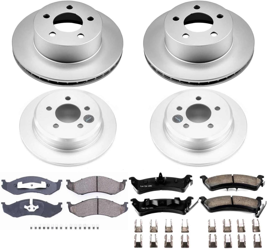 PowerStop Front and Rear Brake Kit for Jeep Grand Cherokee 1993-98 - Fully-Coated Disc Rotors with Z17 Ceramic Brake Pads Replacement, CRK2121