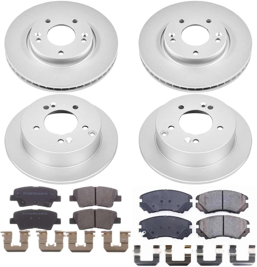 PowerStop Front and Rear Brake Kit for Hyundai Sonata 2009-10 - Fully-Coated Disc Rotors with Z17 Ceramic Brake Pads Replacement, CRK5367