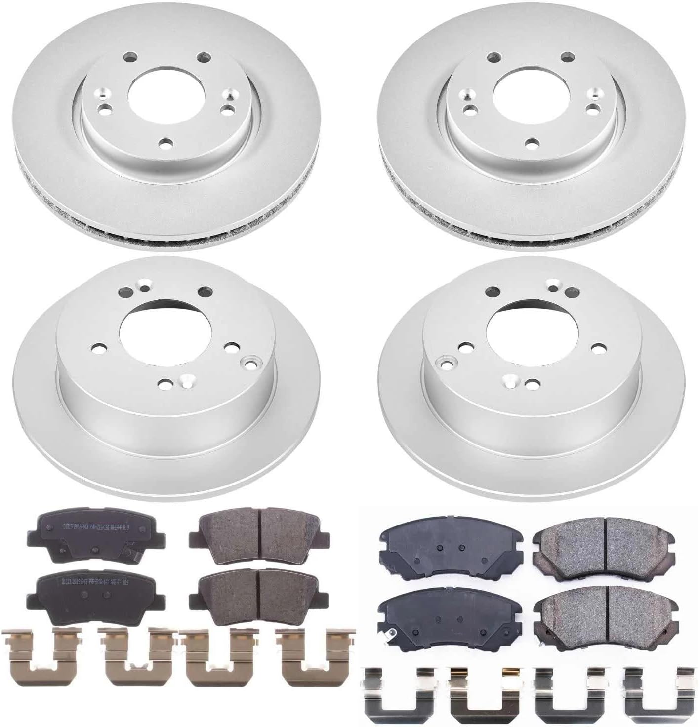 PowerStop Front and Rear Brake Kit for Hyundai Sonata 2009-10 - Fully-Coated Disc Rotors with Z17 Ceramic Brake Pads Replacement, CRK5367