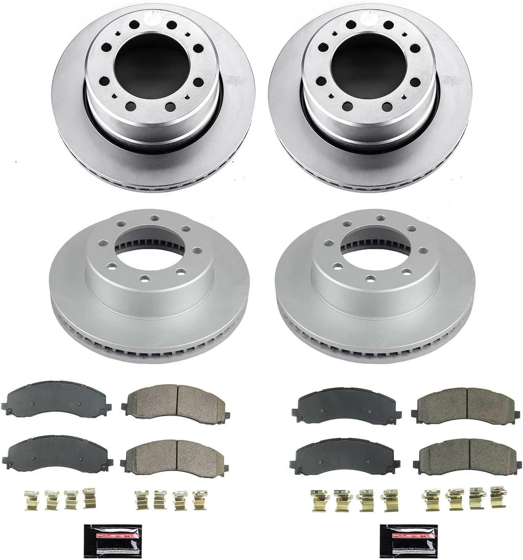 PowerStop Front and Rear Brake Kit for Ram 3500 2019-24 - Fully-Coated Disc Rotors with Z17 Ceramic Brake Pads Replacement, CRK8639