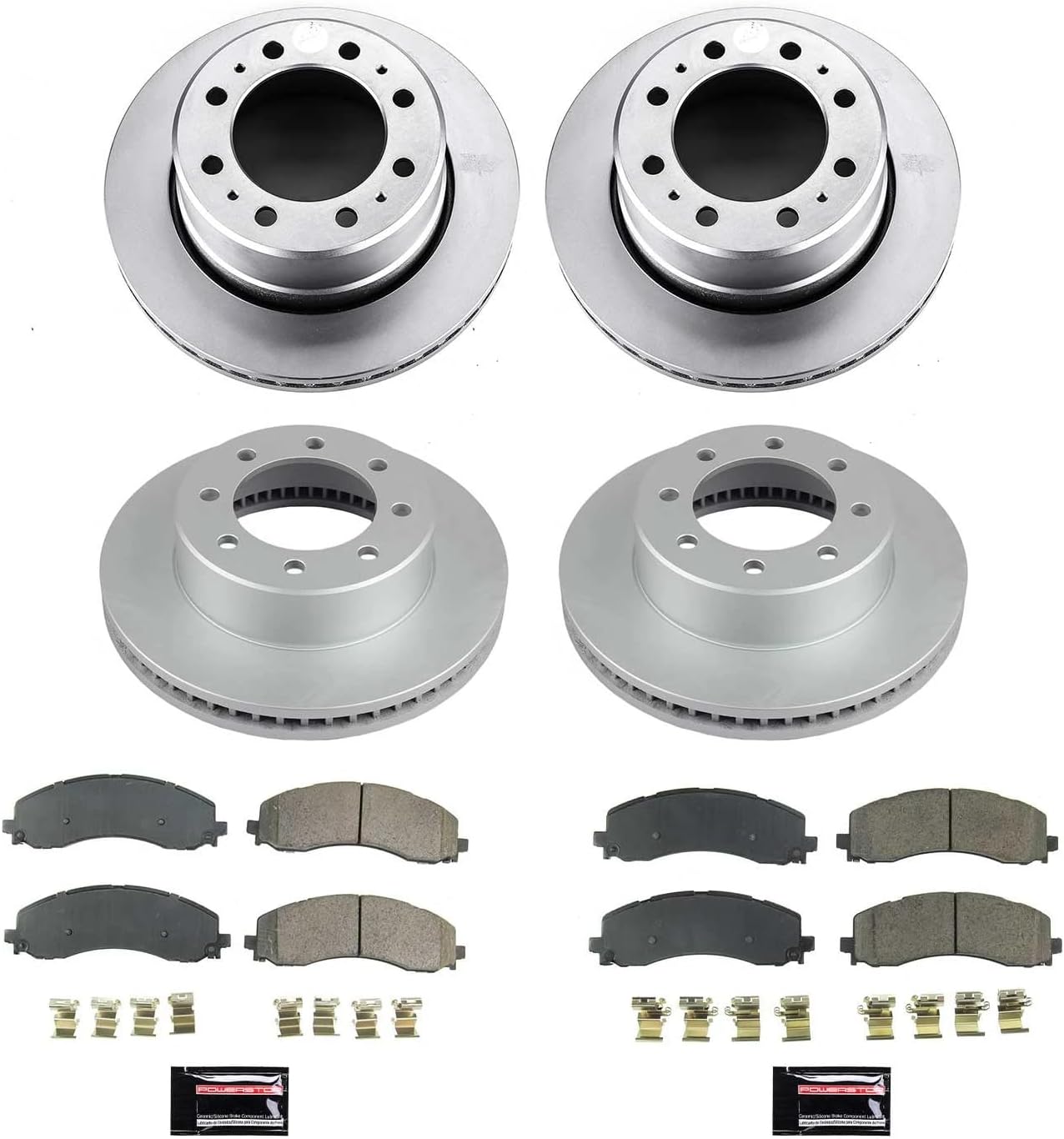 PowerStop Front and Rear Brake Kit for Ram 3500 2019-24 - Fully-Coated Disc Rotors with Z17 Ceramic Brake Pads Replacement, CRK8639