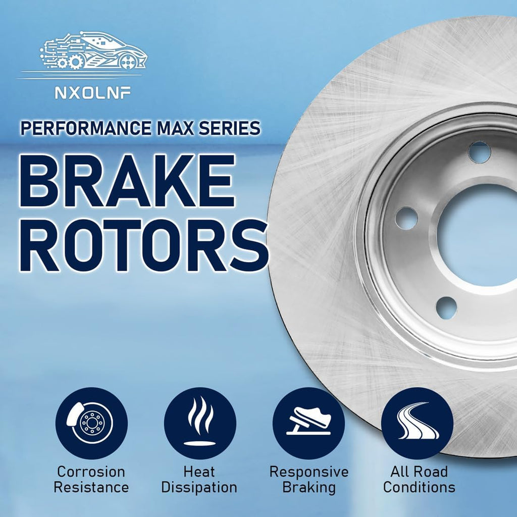 Front Brake Rotors 10.16inch (258mm) 4 Lug & Semi-Metallic Pads 6Piece Brakes Kit for Ford EcoSport 2.0L 2004-2012, for Fiesta 1.6L 2005-2009, for Fiesta 2.0L 2008