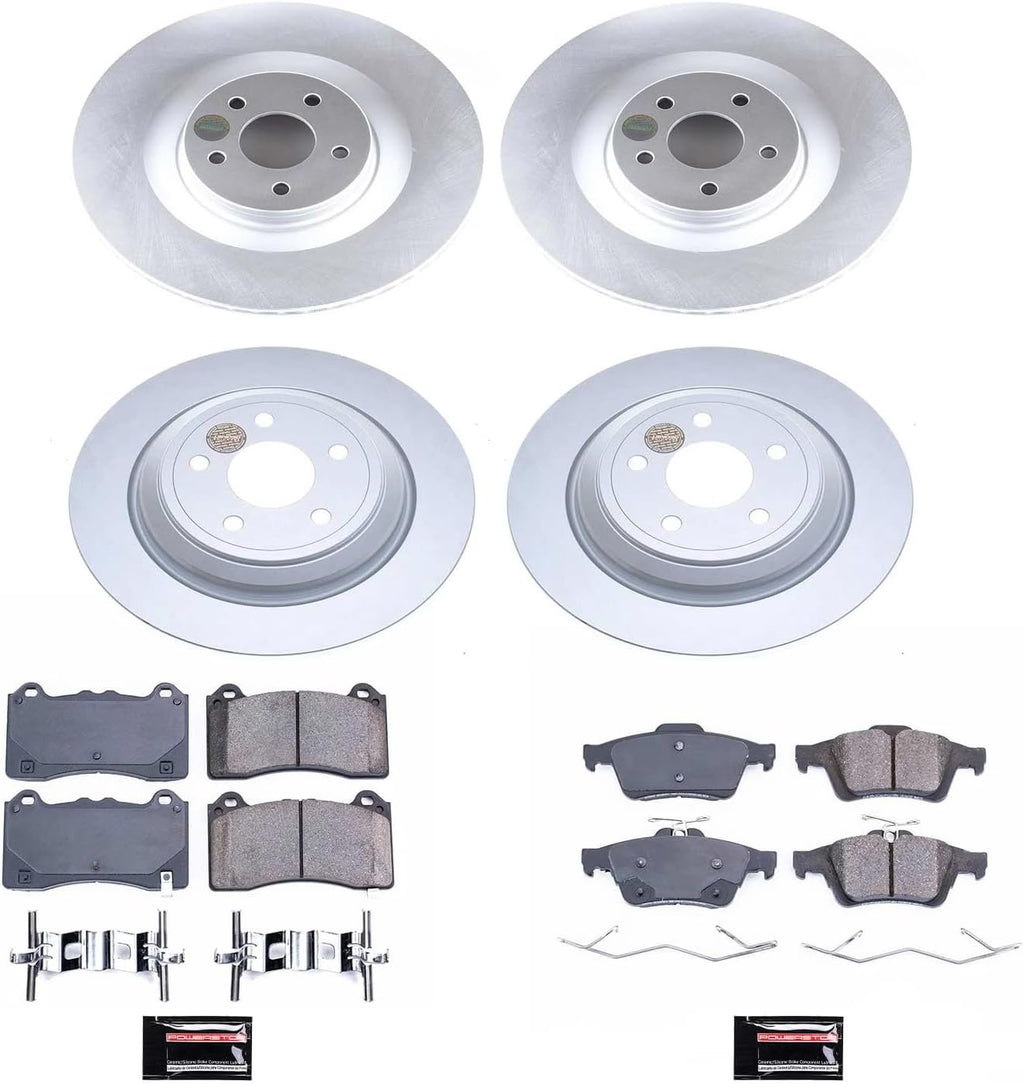 PowerStop Front and Rear Brake Kit for Ford Focus 2016-18 - Fully-Coated Disc Rotors with Z17 Ceramic Brake Pads Replacement, CRK7319